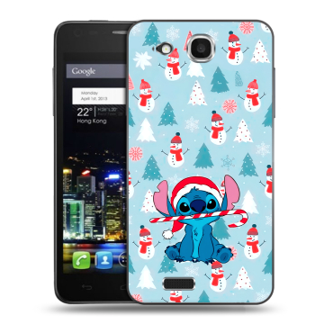 Пластиковый чехол на Alcatel One Touch Idol Ultra с принтом Стич Новый год Пластиковый чехол на Alcatel One Touch Idol Ultra с принтом Стич Новый год