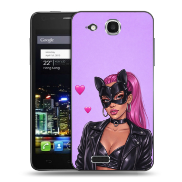Пластиковый чехол на Alcatel One Touch Idol Ultra с принтом женский