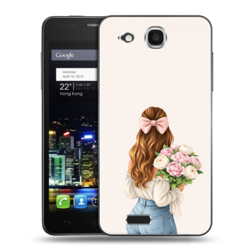 Пластиковый чехол на Alcatel One Touch Idol Ultra с принтом женский Пластиковый чехол на Alcatel One Touch Idol Ultra с принтом женский