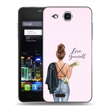 Пластиковый чехол на Alcatel One Touch Idol Ultra с принтом женский Пластиковый чехол на Alcatel One Touch Idol Ultra с принтом женский