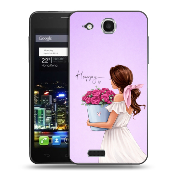 Пластиковый чехол на Alcatel One Touch Idol Ultra с принтом женский Пластиковый чехол на Alcatel One Touch Idol Ultra с принтом женский