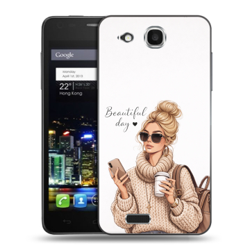 Пластиковый чехол на Alcatel One Touch Idol Ultra с принтом женский Пластиковый чехол на Alcatel One Touch Idol Ultra с принтом женский