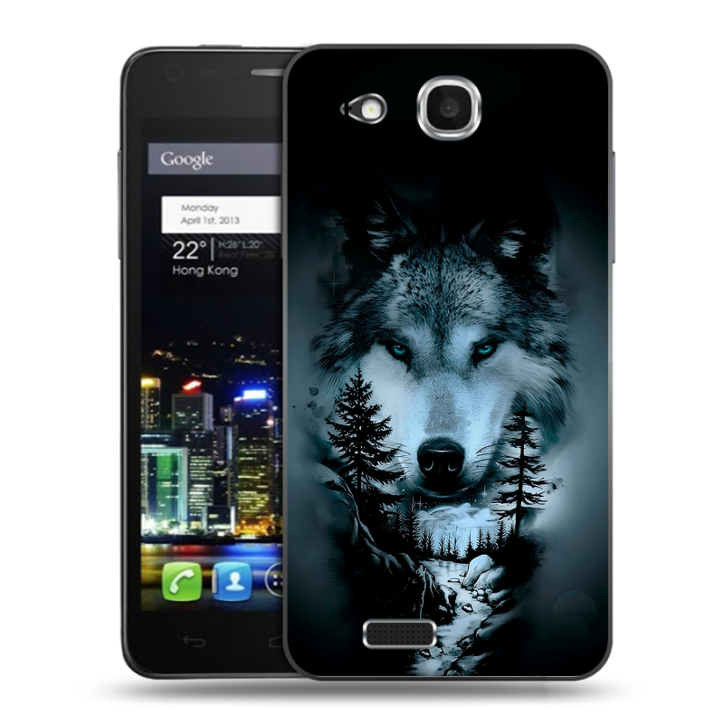Пластиковый чехол на Alcatel One Touch Idol Ultra с принтом Лесной волк Пластиковый чехол на Alcatel One Touch Idol Ultra с принтом Лесной волк