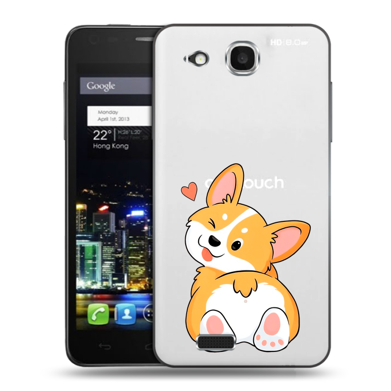 Пластиковый чехол на Alcatel One Touch Idol Ultra с принтом Корги Пластиковый чехол на Alcatel One Touch Idol Ultra с принтом Корги