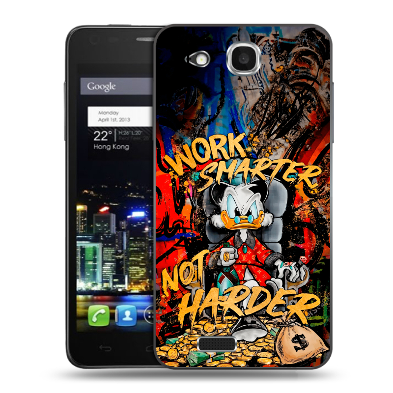 Пластиковый чехол на Alcatel One Touch Idol Ultra с принтом Дональд Дак Деньги Пластиковый чехол на Alcatel One Touch Idol Ultra с принтом Дональд Дак Деньги