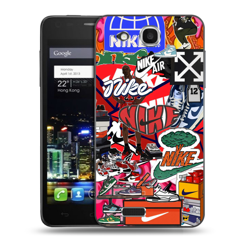 Пластиковый чехол на Alcatel One Touch Idol Ultra с принтом Найк Nike яркий Пластиковый чехол на Alcatel One Touch Idol Ultra с принтом Найк Nike яркий
