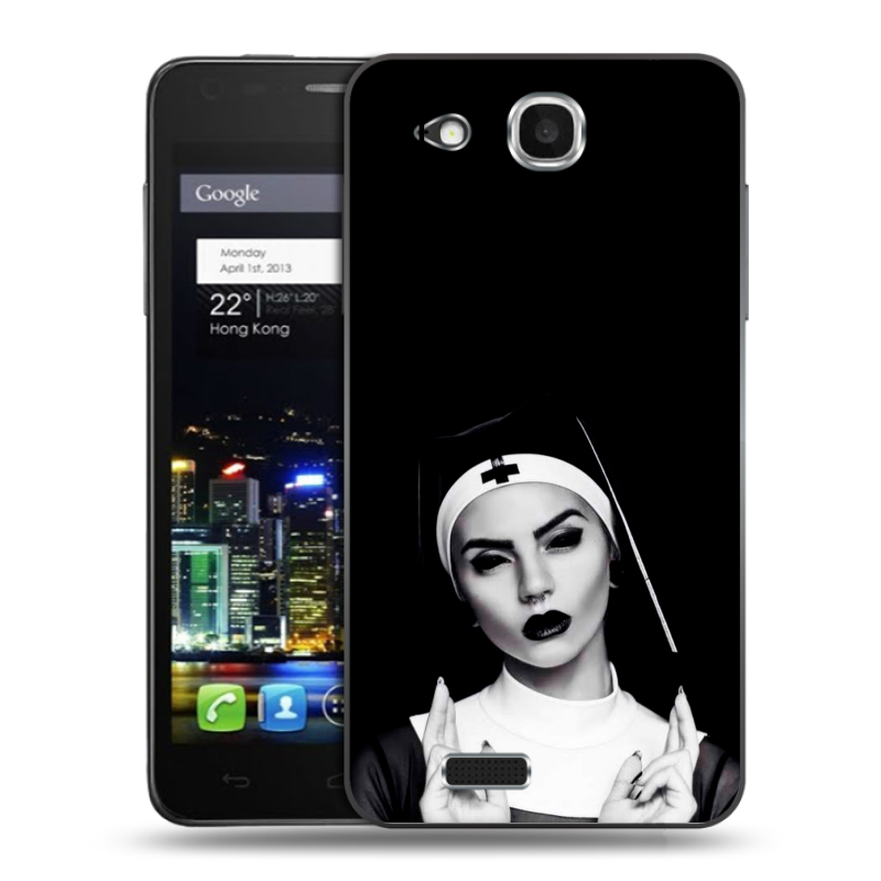 Пластиковый чехол на Alcatel One Touch Idol Ultra с принтом монашка Пластиковый чехол на Alcatel One Touch Idol Ultra с принтом монашка