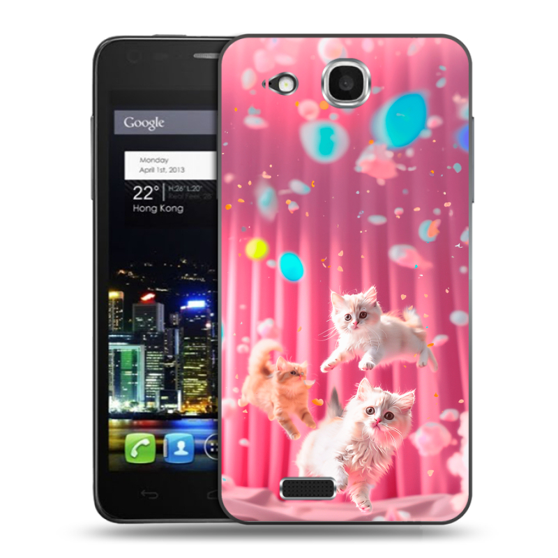 Пластиковый чехол на Alcatel One Touch Idol Ultra с принтом милые котики Пластиковый чехол на Alcatel One Touch Idol Ultra с принтом милые котики
