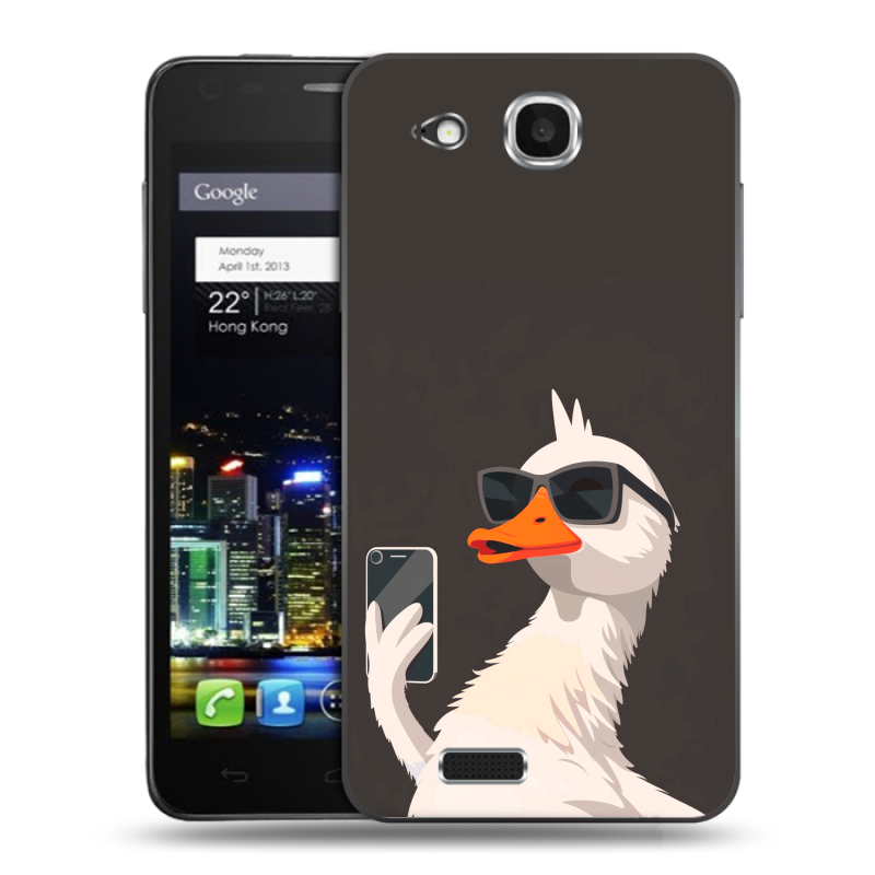 Пластиковый чехол на Alcatel One Touch Idol Ultra с принтом утка в очках Пластиковый чехол на Alcatel One Touch Idol Ultra с принтом утка в очках