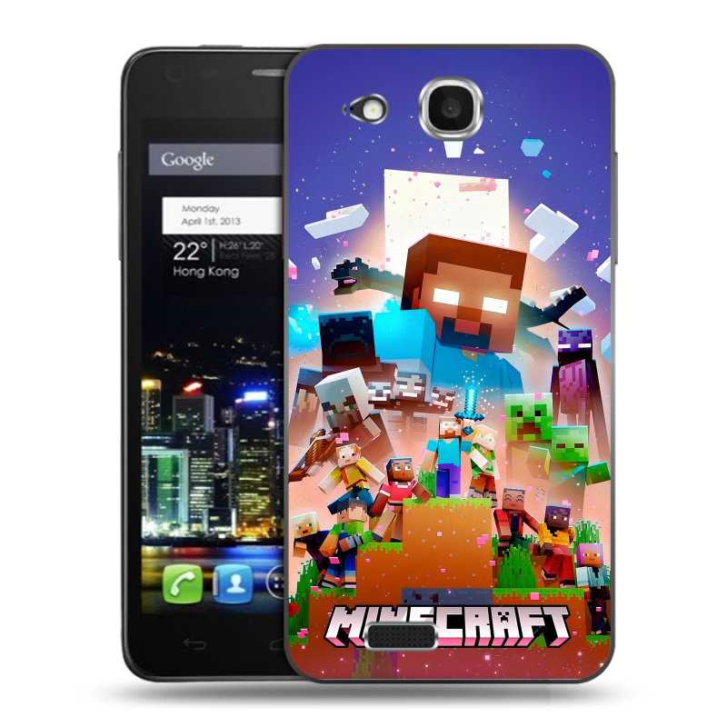 Пластиковый чехол на Alcatel One Touch Idol Ultra с принтом Майнкрафт Minecraft Пластиковый чехол на Alcatel One Touch Idol Ultra с принтом Майнкрафт Minecraft