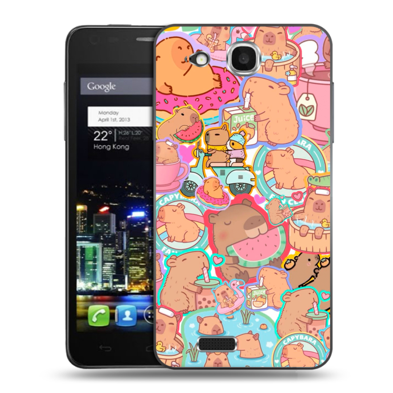 Пластиковый чехол на Alcatel One Touch Idol Ultra с принтом капибары Пластиковый чехол на Alcatel One Touch Idol Ultra с принтом капибары