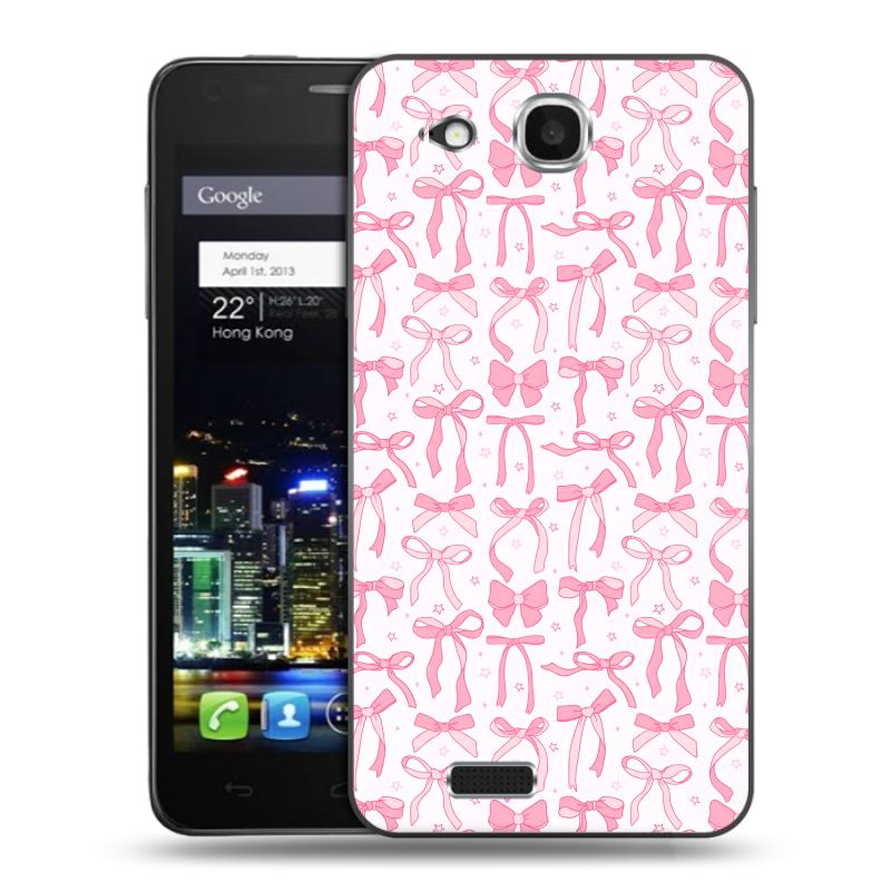 Пластиковый чехол на Alcatel One Touch Idol Ultra с принтом Розовые бантики Пластиковый чехол на Alcatel One Touch Idol Ultra с принтом Розовые бантики