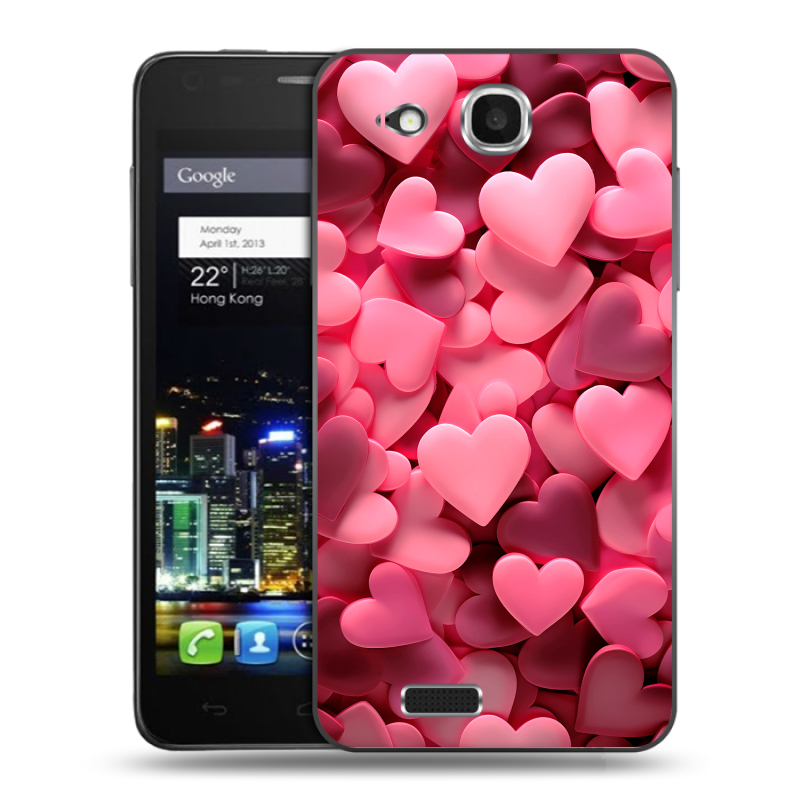 Пластиковый чехол на Alcatel One Touch Idol Ultra с принтом розовые сердечки Пластиковый чехол на Alcatel One Touch Idol Ultra с принтом розовые сердечки