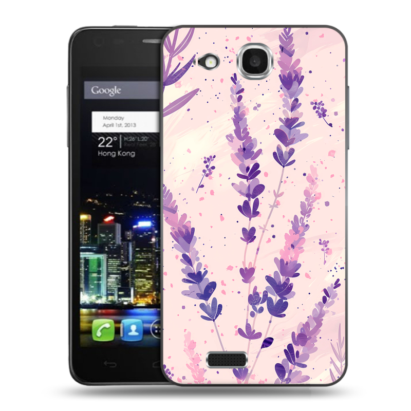Пластиковый чехол на Alcatel One Touch Idol Ultra с принтом цветы лаванда Пластиковый чехол на Alcatel One Touch Idol Ultra с принтом цветы лаванда