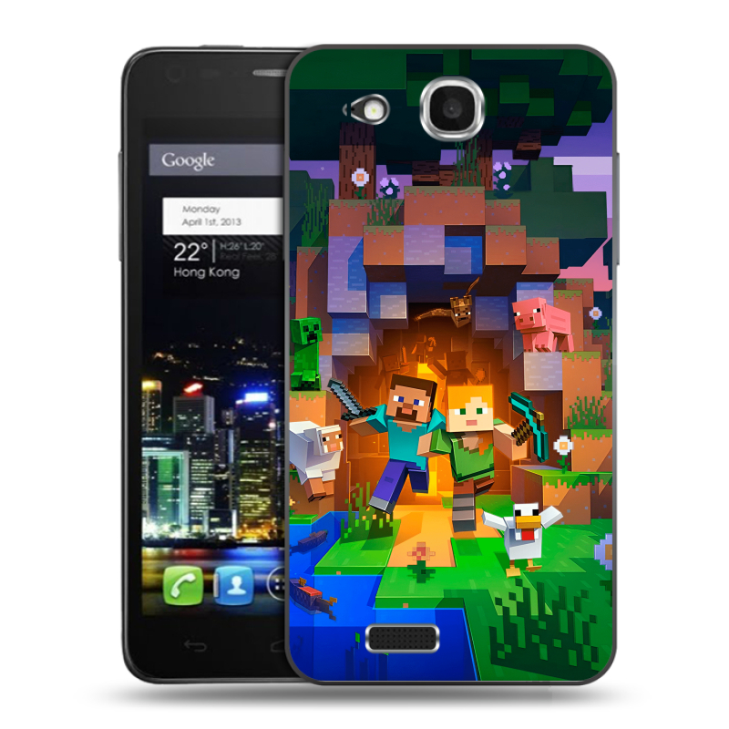 Пластиковый чехол на Alcatel One Touch Idol Ultra с принтом Майнкрафт Minecraft Пластиковый чехол на Alcatel One Touch Idol Ultra с принтом Майнкрафт Minecraft