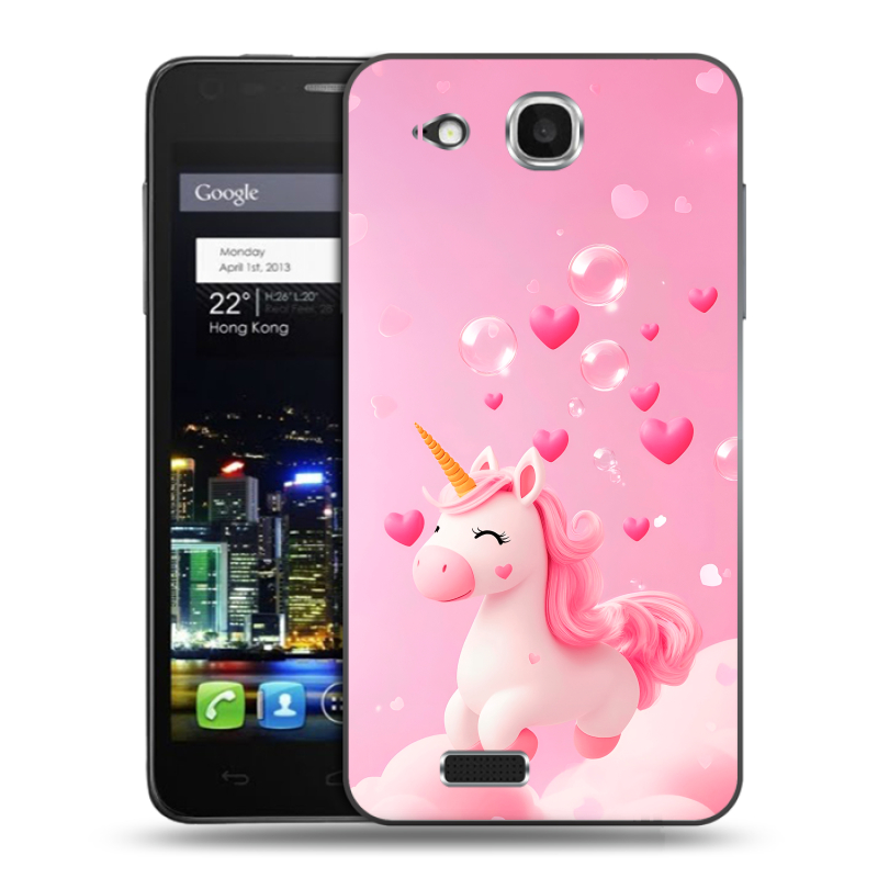 Пластиковый чехол на Alcatel One Touch Idol Ultra с принтом Единорог Пластиковый чехол на Alcatel One Touch Idol Ultra с принтом Единорог