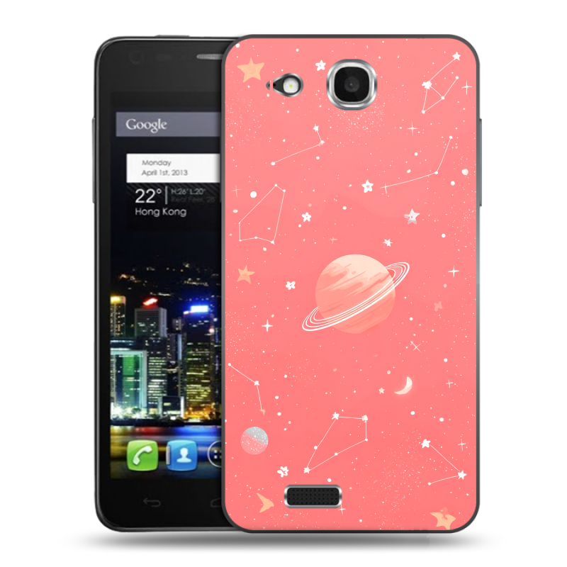 Пластиковый чехол на Alcatel One Touch Idol Ultra с принтом Розовый космос Пластиковый чехол на Alcatel One Touch Idol Ultra с принтом Розовый космос