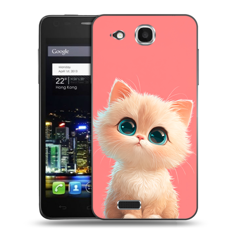 Пластиковый чехол на Alcatel One Touch Idol Ultra с принтом Розовый котенок Пластиковый чехол на Alcatel One Touch Idol Ultra с принтом Розовый котенок