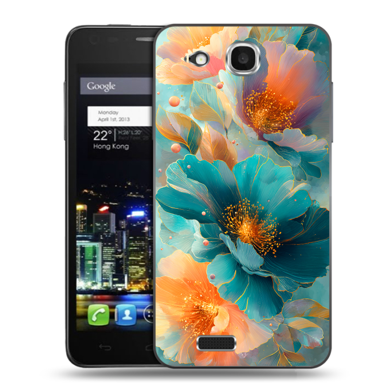 Пластиковый чехол на Alcatel One Touch Idol Ultra с принтом Цветы Пластиковый чехол на Alcatel One Touch Idol Ultra с принтом Цветы