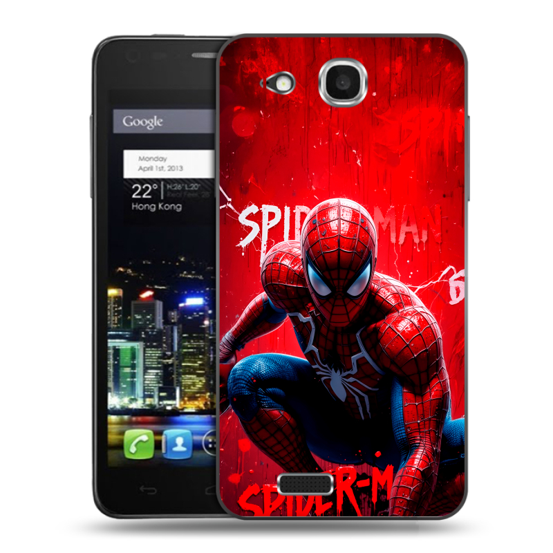 Пластиковый чехол на Alcatel One Touch Idol Ultra с принтом Spiderman Человек паук Пластиковый чехол на Alcatel One Touch Idol Ultra с принтом Spiderman Человек паук