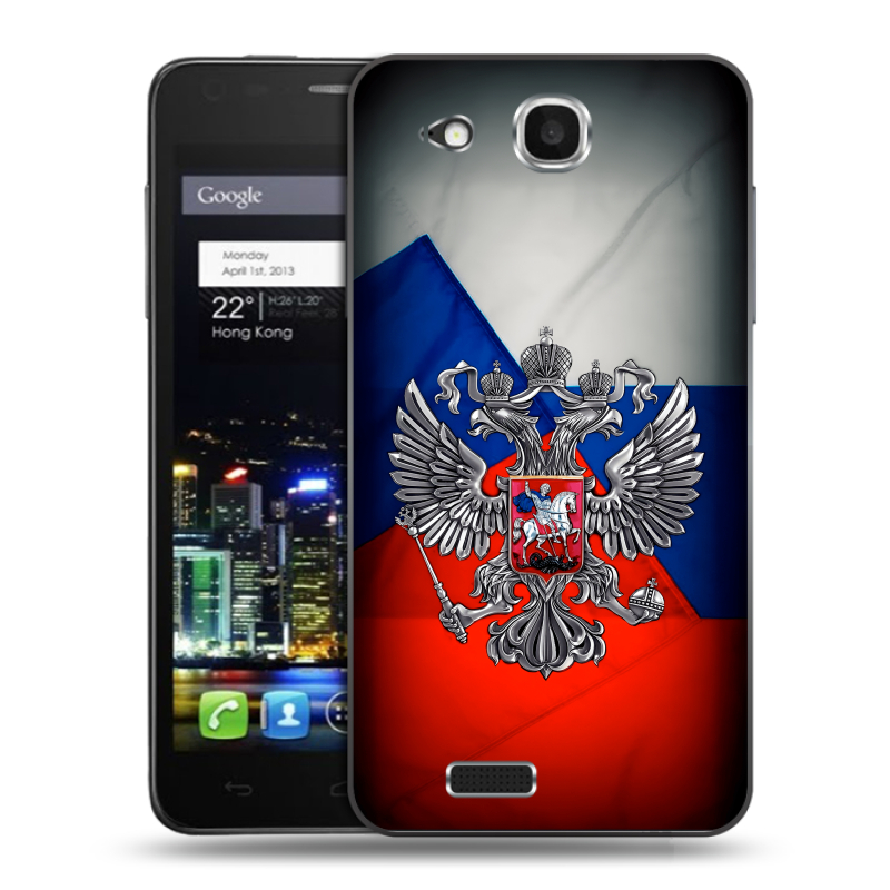 Пластиковый чехол на Alcatel One Touch Idol Ultra с принтом Флаг России Пластиковый чехол на Alcatel One Touch Idol Ultra с принтом Флаг России