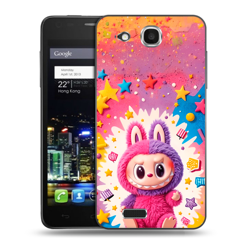 Пластиковый чехол на Alcatel One Touch Idol Ultra с принтом Labubu Лабубу Пластиковый чехол на Alcatel One Touch Idol Ultra с принтом Labubu Лабубу