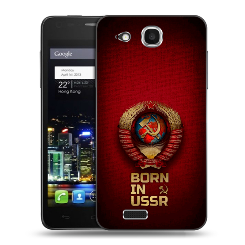 Пластиковый чехол на Alcatel One Touch Idol Ultra с принтом Флаг Герб СССР Пластиковый чехол на Alcatel One Touch Idol Ultra с принтом Флаг Герб СССР