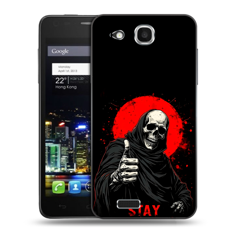 Пластиковый чехол на Alcatel One Touch Idol Ultra с принтом смешной скелет Пластиковый чехол на Alcatel One Touch Idol Ultra с принтом смешной скелет