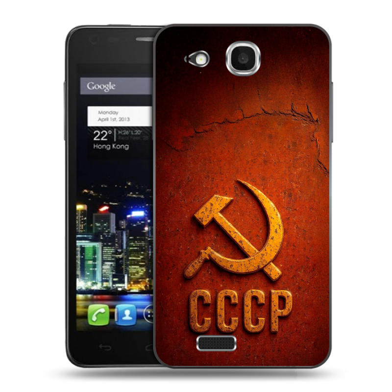 Пластиковый чехол на Alcatel One Touch Idol Ultra с принтом Флаг Герб СССР Пластиковый чехол на Alcatel One Touch Idol Ultra с принтом Флаг Герб СССР