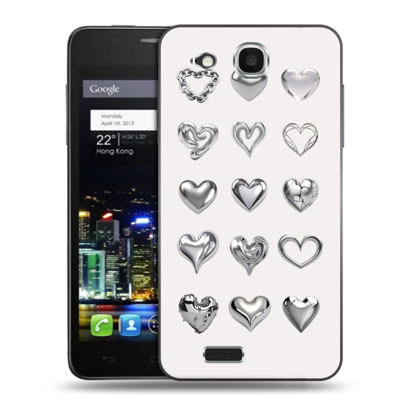 Пластиковый чехол на Alcatel One Touch Idol Ultra с принтом Y2K сердечки Пластиковый чехол на Alcatel One Touch Idol Ultra с принтом Y2K сердечки