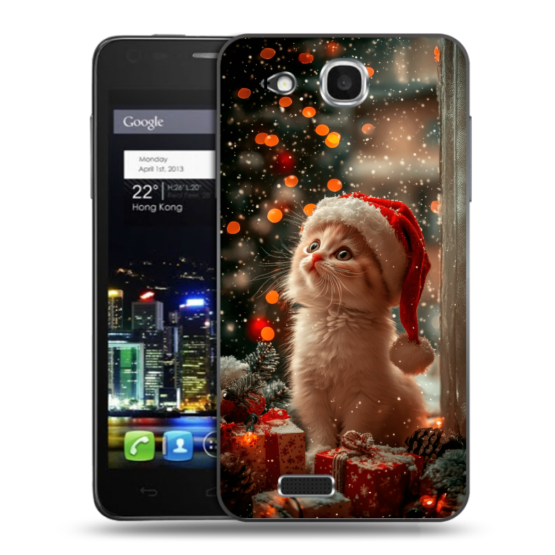 Пластиковый чехол на Alcatel One Touch Idol Ultra с принтом Новый год Пластиковый чехол на Alcatel One Touch Idol Ultra с принтом Новый год
