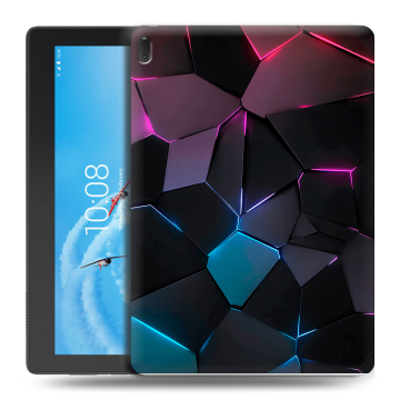 Силиконовый чехол на планшета Lenovo Tab E10 с принтом Геометрия неона