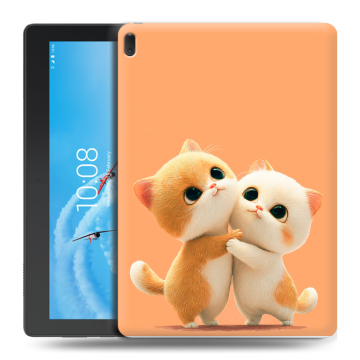 Силиконовый чехол на планшета Lenovo Tab E10 с принтом Милые котики