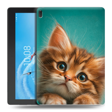 Силиконовый чехол на Lenovo Tab E10 с принтом котенок