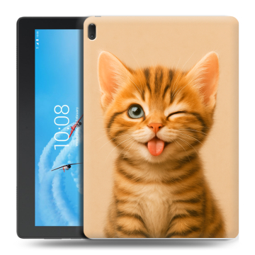 Силиконовый чехол на Lenovo Tab E10 с принтом котенок