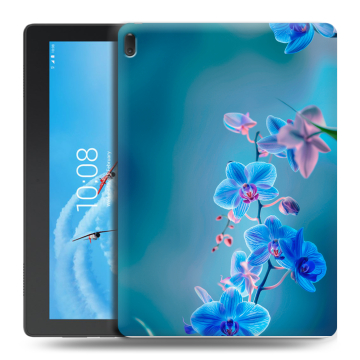 Силиконовый чехол на Lenovo Tab E10 с принтом Голубые цветы