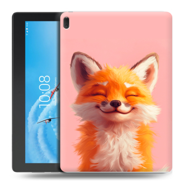 Силиконовый чехол на Lenovo Tab E10 с принтом милая лиса