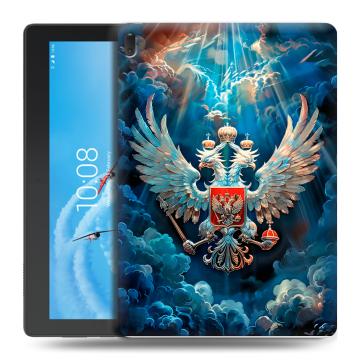 Силиконовый чехол на Lenovo Tab E10 с принтом Герб флаг России