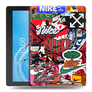 Силиконовый чехол на Lenovo Tab E10 с принтом Найк Nike яркий