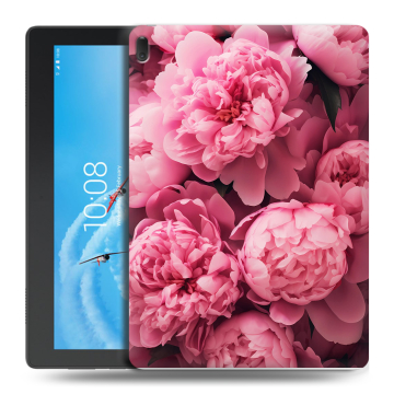 Силиконовый чехол на Lenovo Tab E10 с принтом цветы пионы