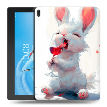 Силиконовый чехол на Lenovo Tab E10 с принтом кролик зайчик