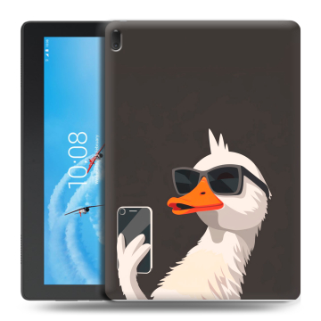 Силиконовый чехол на Lenovo Tab E10 с принтом утка в очках