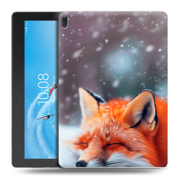 Силиконовый чехол на Lenovo Tab E10 с принтом лиса Силиконовый чехол на Lenovo Tab E10 с принтом лиса