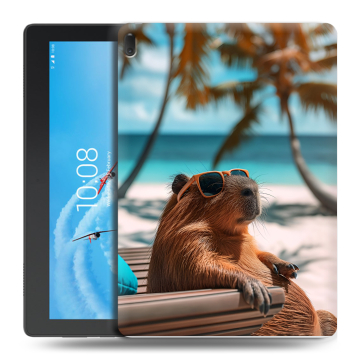 Силиконовый чехол на Lenovo Tab E10 с принтом Капибара