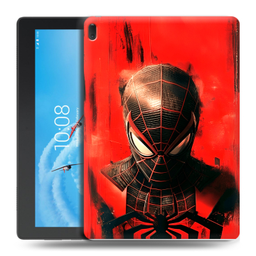Силиконовый чехол на Lenovo Tab E10 с принтом человек паук spiderman