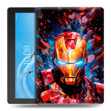 Силиконовый чехол на Lenovo Tab E10 с принтом Железный человек Ironman