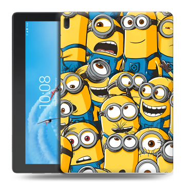 Силиконовый чехол на Lenovo Tab E10 с принтом Миньоны