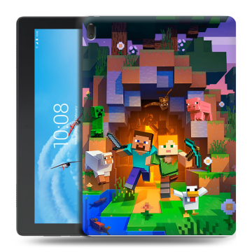 Силиконовый чехол на Lenovo Tab E10 с принтом Майнкрафт Minecraft Силиконовый чехол на Lenovo Tab E10 с принтом Майнкрафт Minecraft