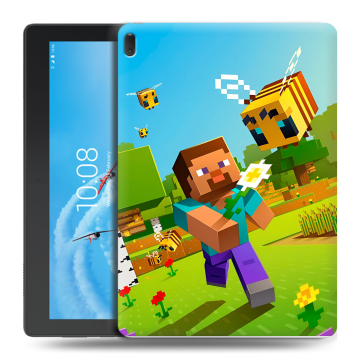 Силиконовый чехол на Lenovo Tab E10 с принтом Майнкрафт Minecraft