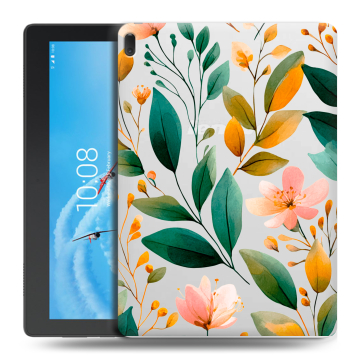 Силиконовый чехол на Lenovo Tab E10 с принтом Цветы паттерн